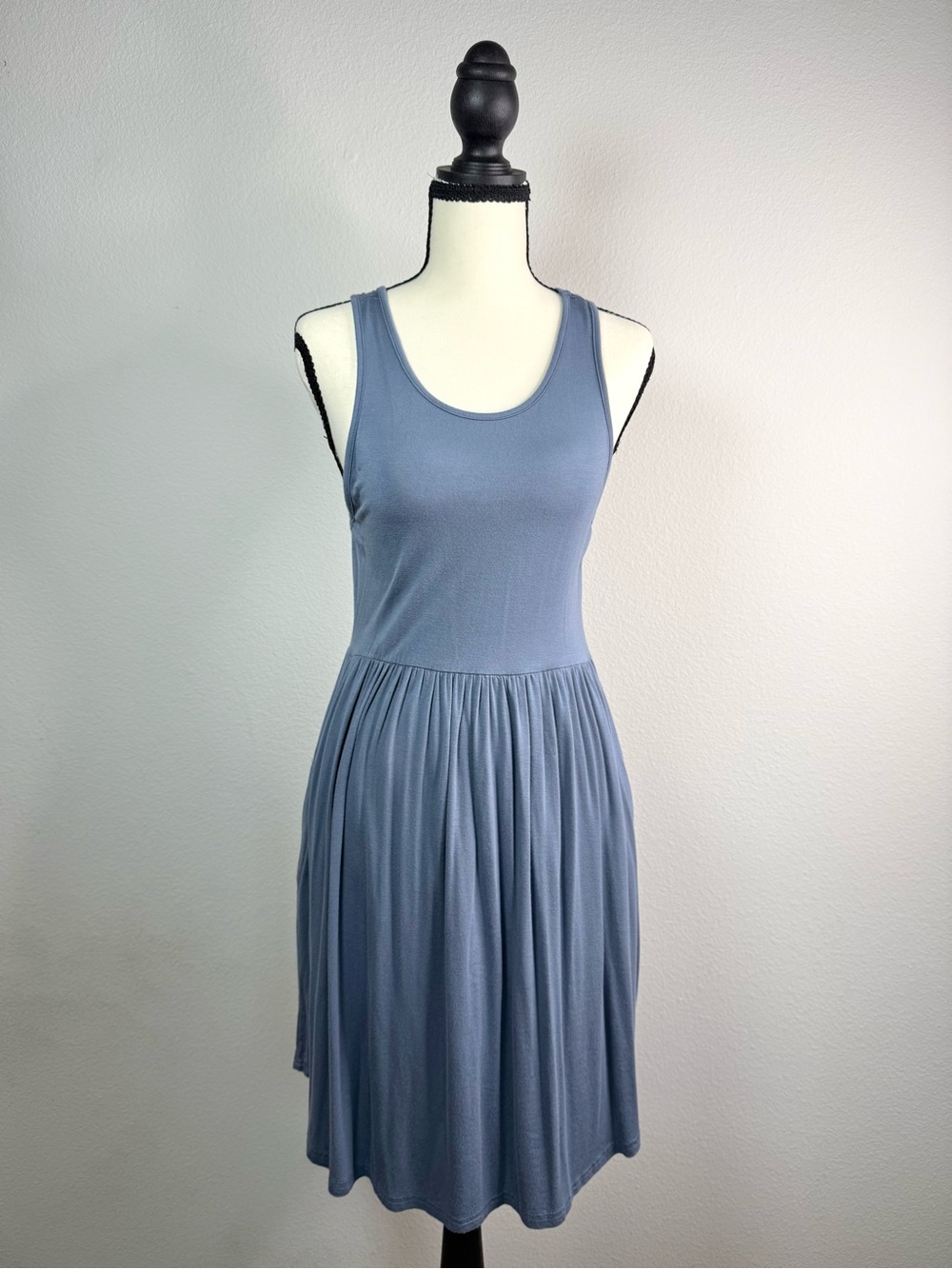 Sleeveless Blue Scoop-Neck Dress